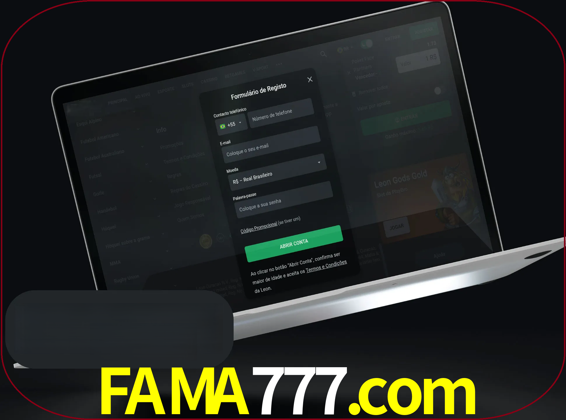 Abra o site da LeonBet e crie sua própria conta.