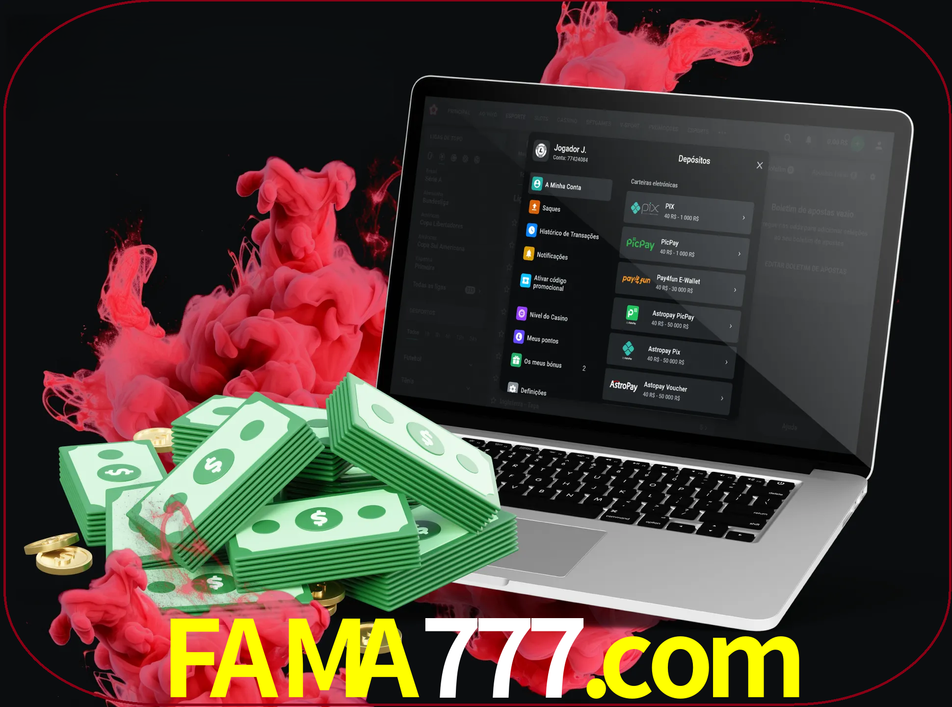 Para efetuar um depósito na sua conta fama777, basta escolher o método de depósito e especificar o montante.