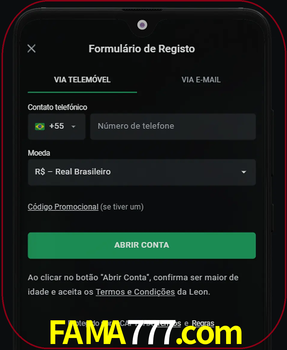 Abra o aplicativo e inicie o processo de registro.