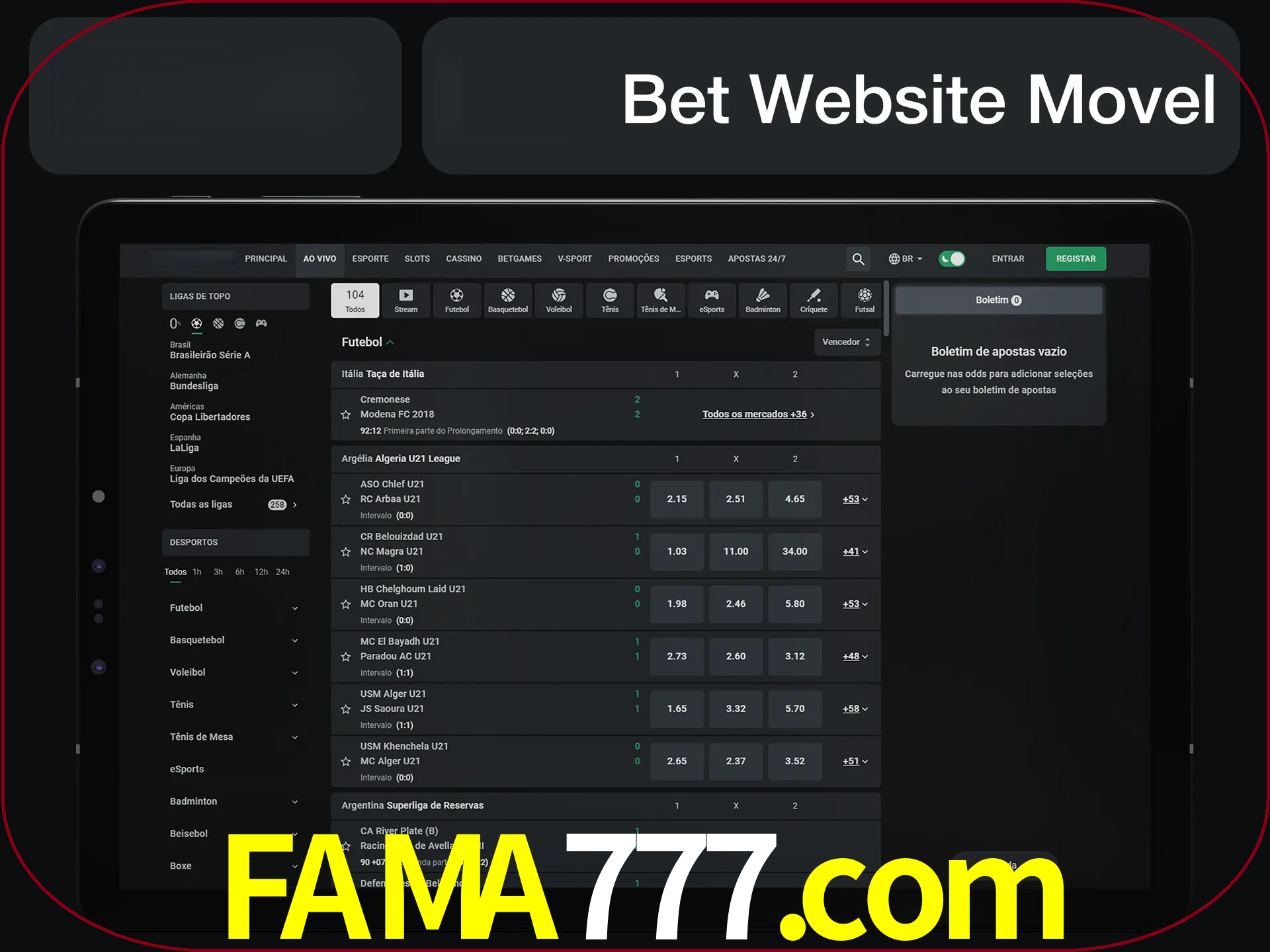 Use nosso website em qualquer dispositivo.