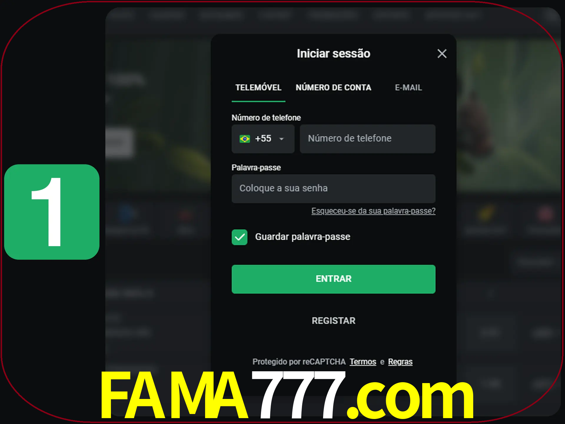 Clique no botão Entrar.